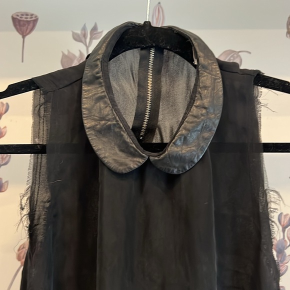 A.L.C Silk Tank With Zipper Back and Leather Collar - Picture 3 of 5